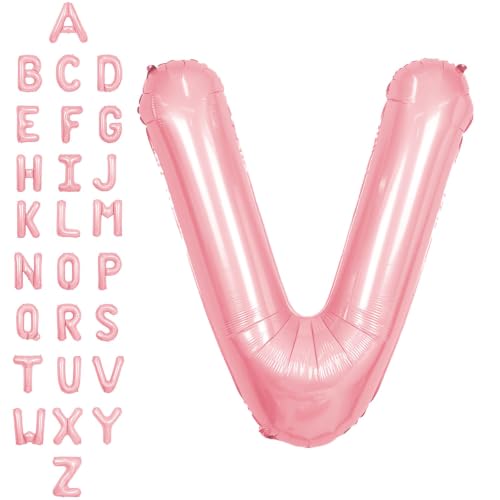 40 Inch Pink V Letter Balloon | Jumbo Foil Helium Party Decor
