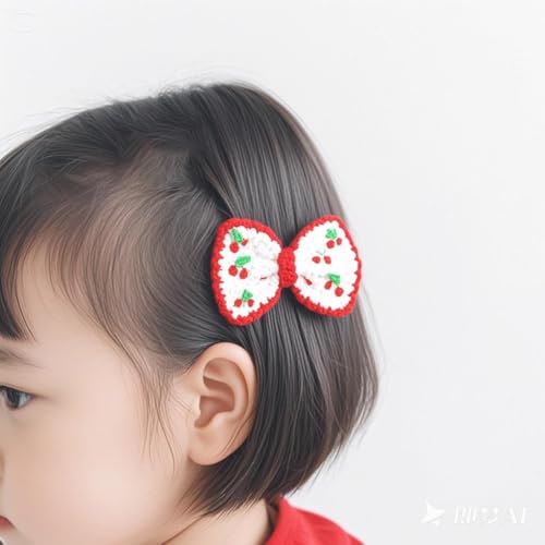 Handmade Crochet Butterfly Hair Clips with Cherry Accents