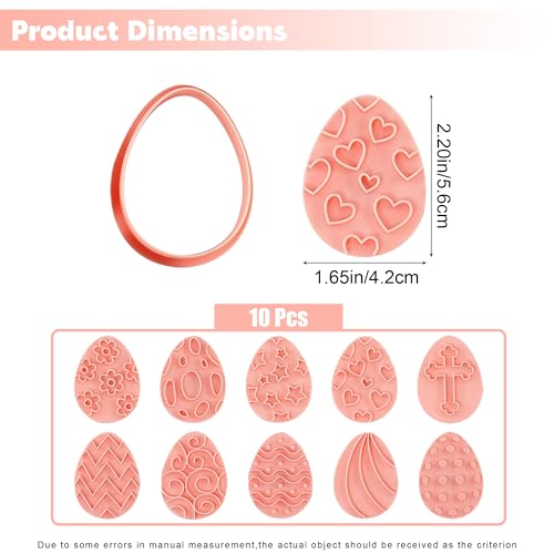10-Piece Easter Egg Cookie Cutter Set - 3D Plastic Stamps for Baking