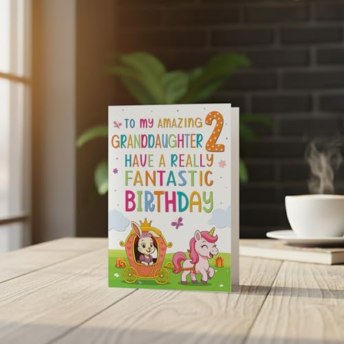 Princess Unicorn 2nd Birthday Card for Granddaughter