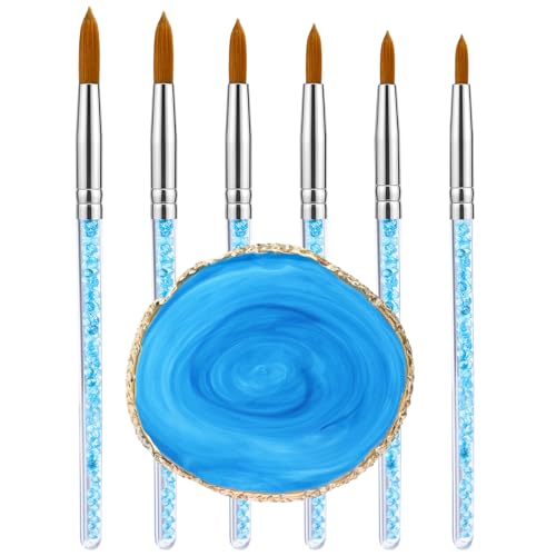 Shimmeroo 7-Piece Acrylic Nail Art Brushes and Resin Palette Set