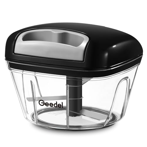 Geedel Manual Vegetable Chopper, 2-Cup Pull String Food Processor - Black