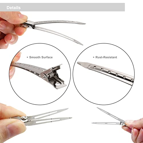 Metal Duck Bill Hair Clips Set - 40pcs Silver Alligator Sectioning Clips