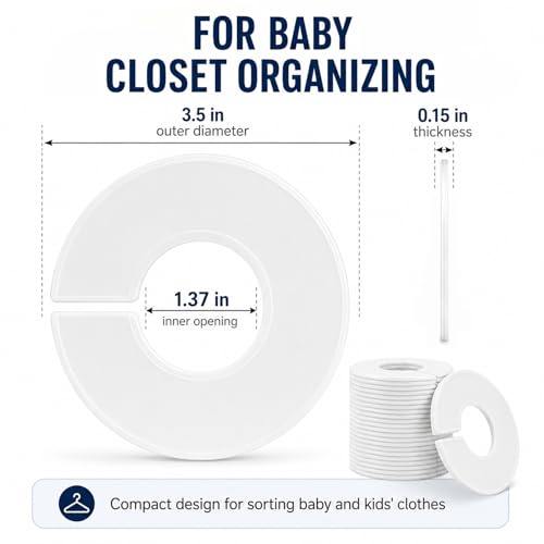 Sukh 30-Pack Baby Closet Dividers - White Plastic Organizers