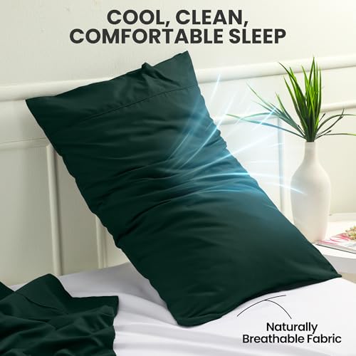 Ultra Soft Pillow Cases Set of 4, Emerald Microfiber Covers