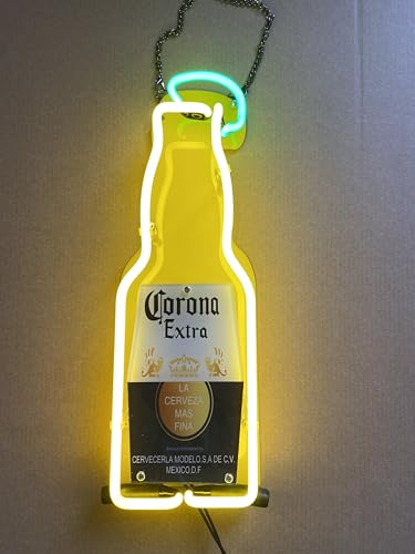 Coronas Extra Beer Bottle Neon Sign - Handmade 14-Inch Wall Light for Bar Man Cave Home Decor