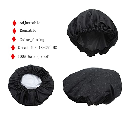 ZKLLGHE Reusable Waterproof Shower Cap for Women and Men Black Double Layer