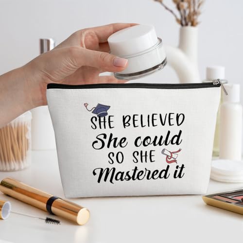 Cosmetic Bag for Women Waterproof Cotton Linen Travel Toiletry Pouch 9.7x6.8in