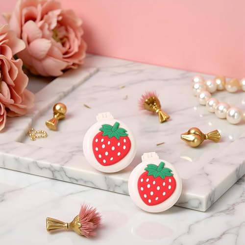 ZLmoue 2-Pack Strawberry Travel Hair Brush with Built-in Mirror