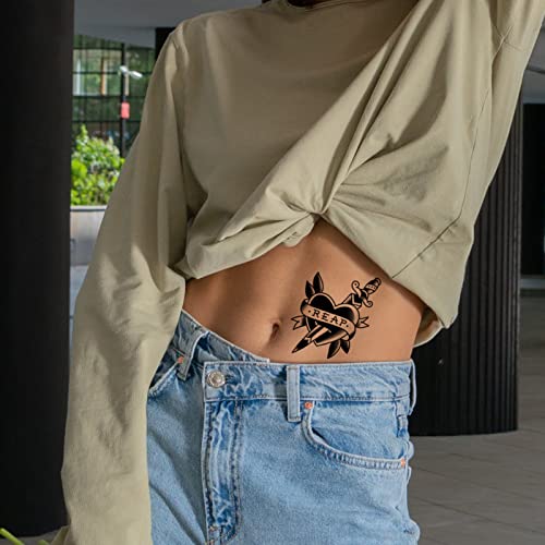 Vintage Temporary Tattoos for Men and Women - 14 Sheets Fake Old School Design