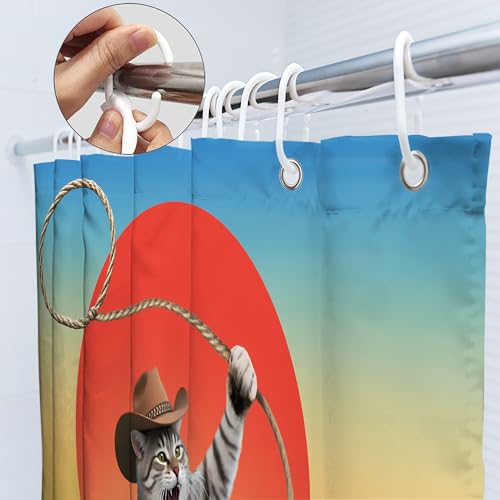 Funny Cat Shower Curtain Set - Cute Cartoon Ocean Design, 60"x72" (Pack of 12)
