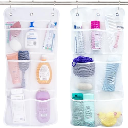 Hanging Shower Caddy Organizer - 2 Pack, 14" x 30", White