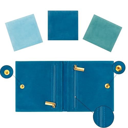 Blue Velvet Jewelry Pouches - 3pcs Mini Travel Storage Bags