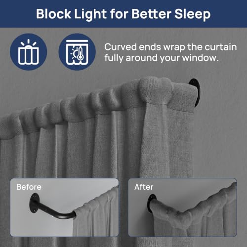 EnjoyBasics Wrap Around Curtain Rod 28-53" Black - Quick Release