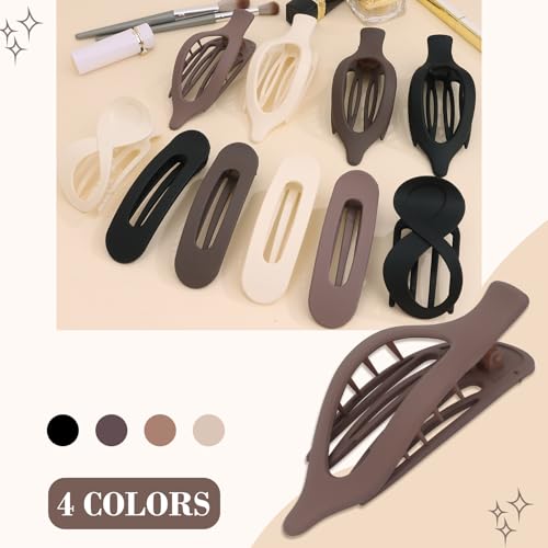 WHAVEL 10 Pcs Flat Hair Claw Clips Matte Neutral Hair Accessories for Women