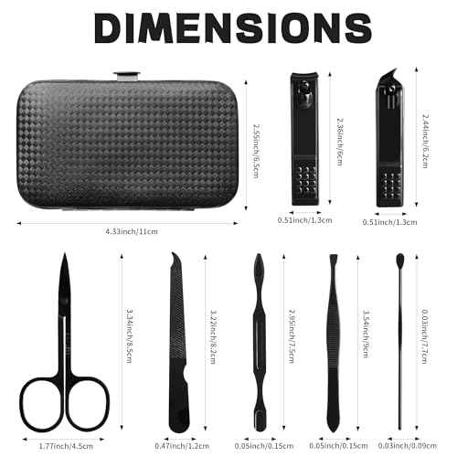 Lhocm 7-in-1 Stainless Steel Manicure and Pedicure Grooming Kit with Travel Case