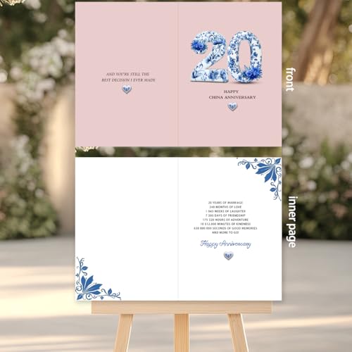 20th Wedding Anniversary Card - Double-Sided Porcelain Design