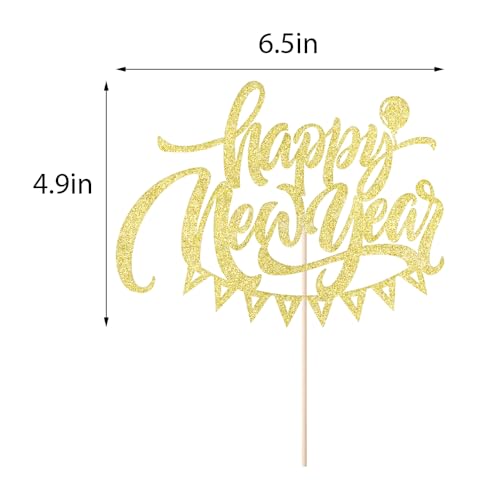2026 Happy New Year Cake Topper - Glitter NYE Party Decoration