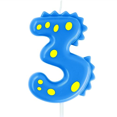 Blue Dinosaur Candle #3 - 2.76" Birthday Cake Topper