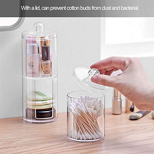 Acrylic Cotton Swab Holder with Lid - Stylish Organizer for Cotton Rounds
