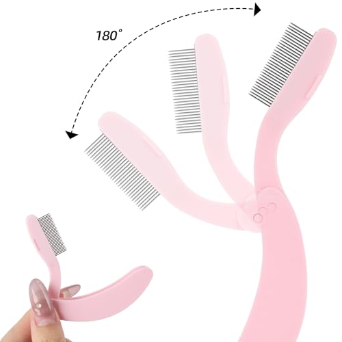 5-Pack Folding Metal Eyelash Comb & Separator Tool for Lashes
