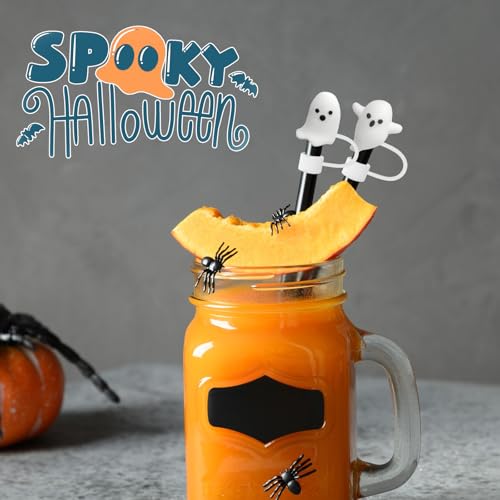 Halloween Ghost Straw Toppers - Silicone Covers for Stanley 30/40 Oz