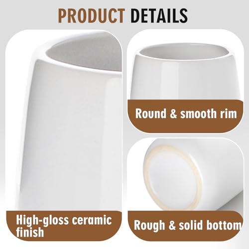 White Ceramic Toothbrush Holder - 1pc Sleek Bathroom Storage