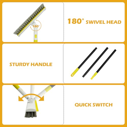 DALIPER 2-in-1 Floor Scrub Brush with 50" Adjustable Handle