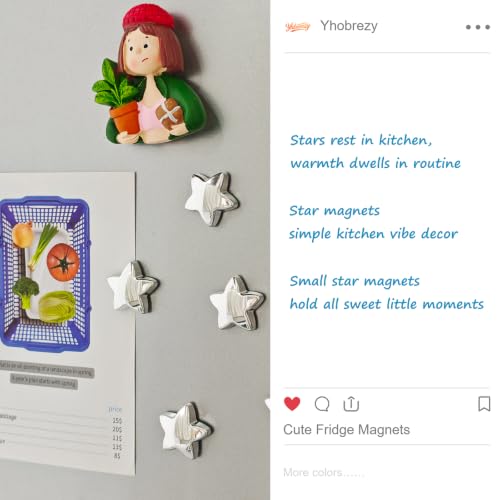 Silver 12PCS Star Refrigerator Magnets Set - Yhobrezy