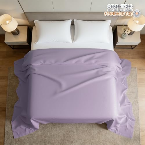 HBHLFZ Twin Flat Sheet - Ultra Soft Polyester Bed Sheet - Light Purple