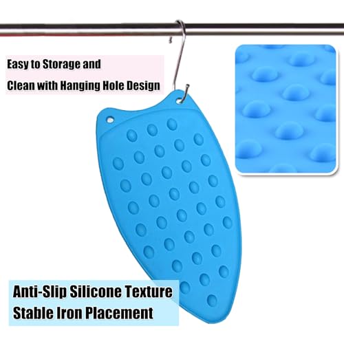 LeLehome Silicone Iron Rest Mat - Heat Resistant 10.5" x 4" Pad, Blue