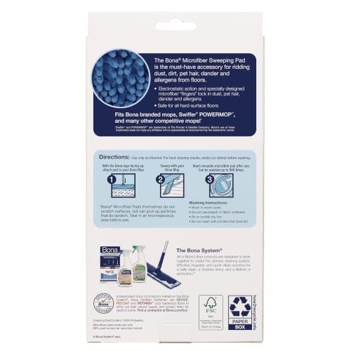 Bona Microfiber Sweeping Pad for Multi-Surface Floors - Reusable