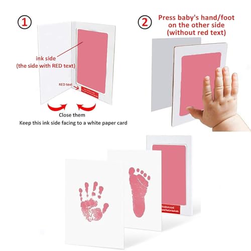 LelonHo 4 Pack Pink Inkless Baby & Pet Handprint Footprint Kit with 8 Cards
