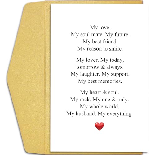 Romantic Anniversary Card for Husband - Birthday & Valentine's Gift