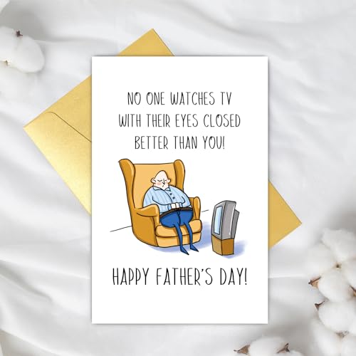 Funny Father's Day Card for Dad, Husband, Grandpa - Humorous TV Watcher