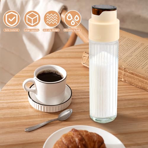 Automatic Sugar Dispenser 16.9oz Glass Jar for Coffee & Kitchen - White