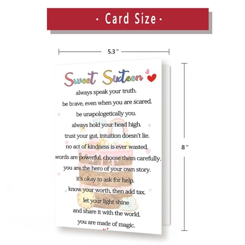 Funny 16th Birthday Card for Him or Her - 8x5.3 Inches