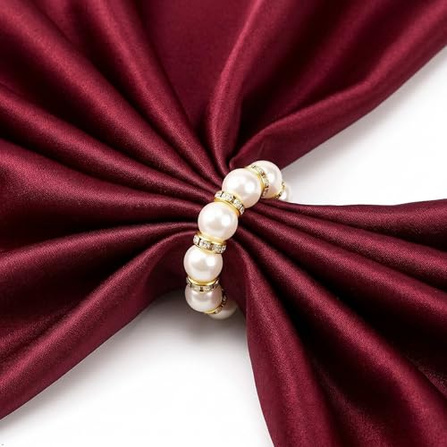 Pearl Napkin Rings Set of 200 with Gold Rhinestones - Elegant Table Decor