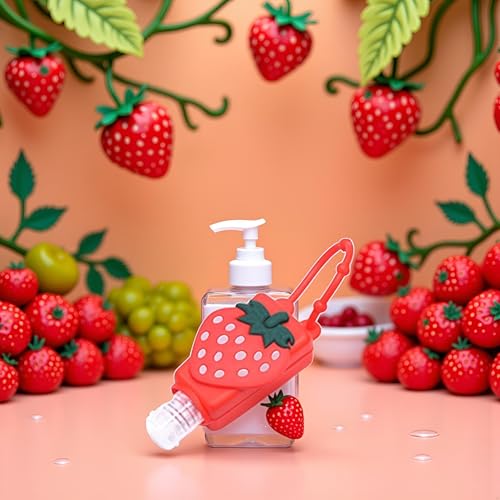 Strawberry Refillable Travel Hand Sanitizer Bottle with Silicone Sleeve