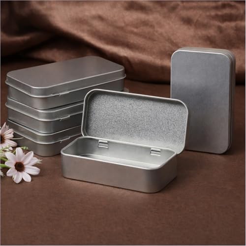 Aventik 3-Pack Metal Hinged Tin Storage Boxes - Portable Organizer for Jewelry, Crafts, and Small Parts