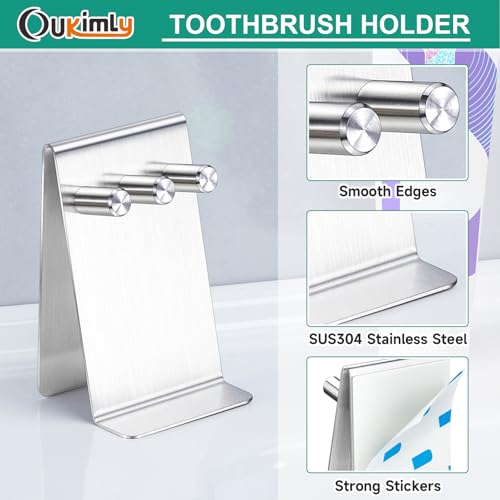 Oukimly Small Silver Electric Toothbrush Head Holder Wall or Tabletop Mount, Rustproof Bathroom Organizer