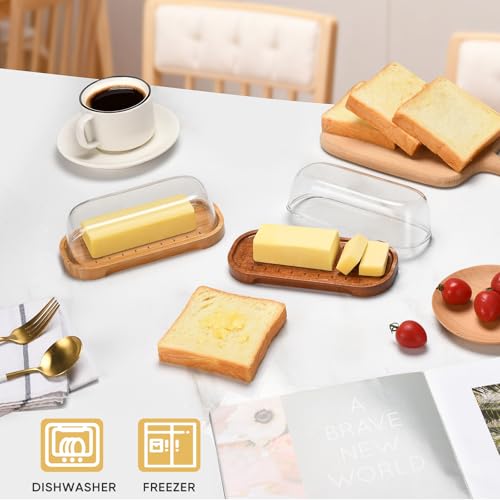 Bamboo Butter Dish with Lid - Food Grade Plastic, Easy Seal
