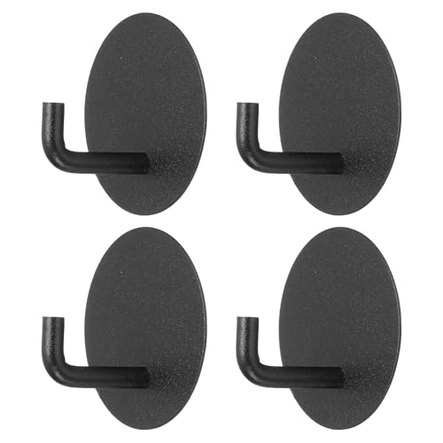 HARFINGTON 4-Piece Self-Adhesive Stainless Steel Wall Hooks, Black