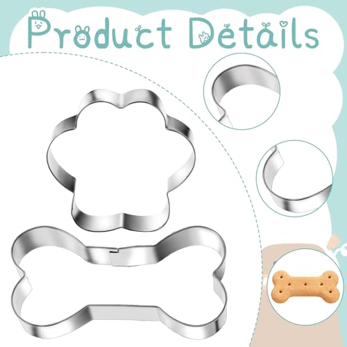 6-Piece Stainless Steel Dog Bone and Paw Print Cookie Cutter Set