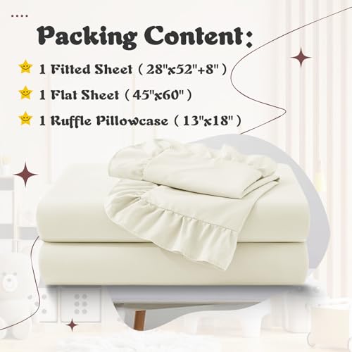 KKJIAF 3 Piece Toddler Sheet Set - Soft Microfiber with Ruffle Pillowcase