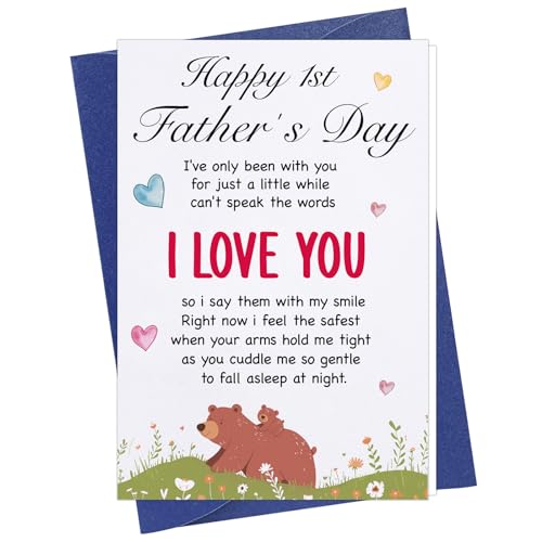 Happy 1st Father's Day Card for New Dads - Cute Papa Bear Design