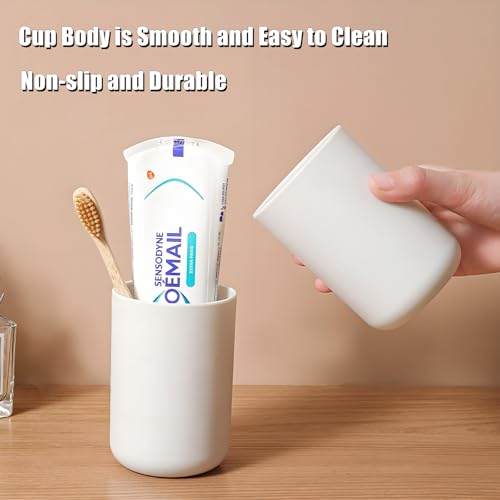 HUAMIAODI 2-Piece Bathroom Toothbrush Holder Tumbler Set, 300ml Plastic Cups