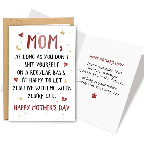 Funny Sarcastic Mother's Day Card from Daughter Son - Humorous Greeting