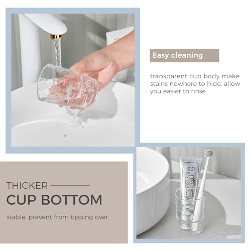 Aomasi Transparent Glass Toothbrush Cup for Bathroom Sink & Vanity