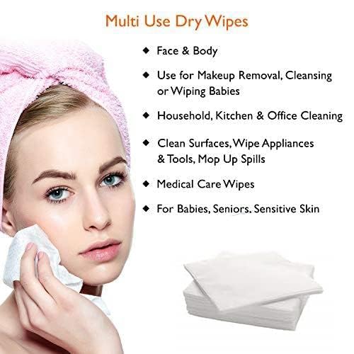 Cosletic Disposable Cotton Face Towels, Soft Dry Facial Tissues - 50 Count